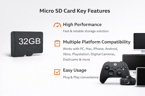 P1 Autocare 32GB Micro SD Card with SD Adapter High Speed Memory Card for Dash Cam, Camera, Phone & Gaming