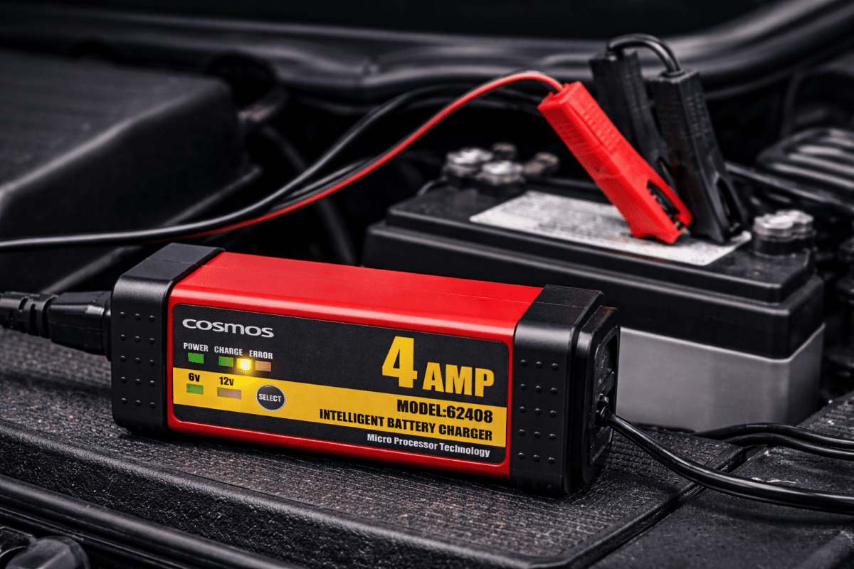 Cosmos Intelligent Battery Charger – Smart 4A & 6A Car Battery Charger - Green Flag Shop