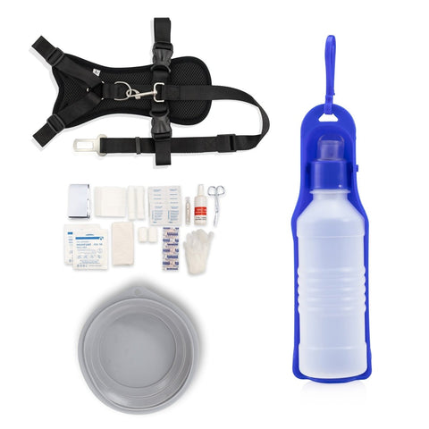 Dog Travel Kit (Harness, Travel Bottle, Travel Bowl, First Aid Kit) - Green Flag Shop