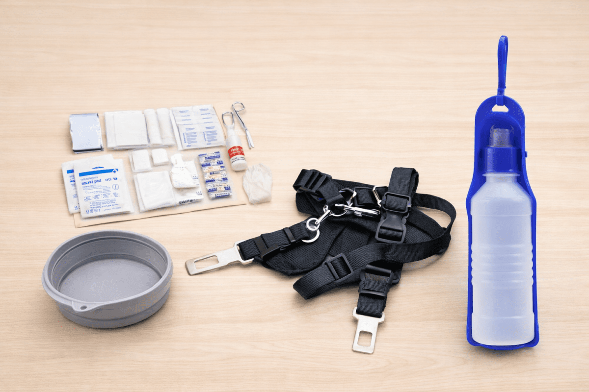 Dog Travel Kit (Harness, Travel Bottle, Travel Bowl, First Aid Kit) - Green Flag Shop