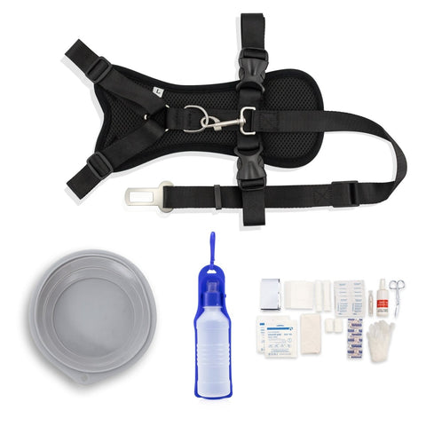 Dog Travel Kit (Harness, Travel Bottle, Travel Bowl, First Aid Kit) - Green Flag Shop