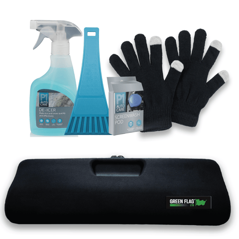 Green Flag Winter Kit - Windscreen De - Icer, Ice Scrapper, Screen wash Pod and Touch Screen Gloves - Green Flag Shop