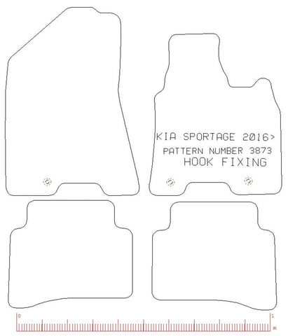 KIA Sportage 2016 - 2019 Hook Fixing System - Tailored Car Carpet Car Mats - Green Flag Shop