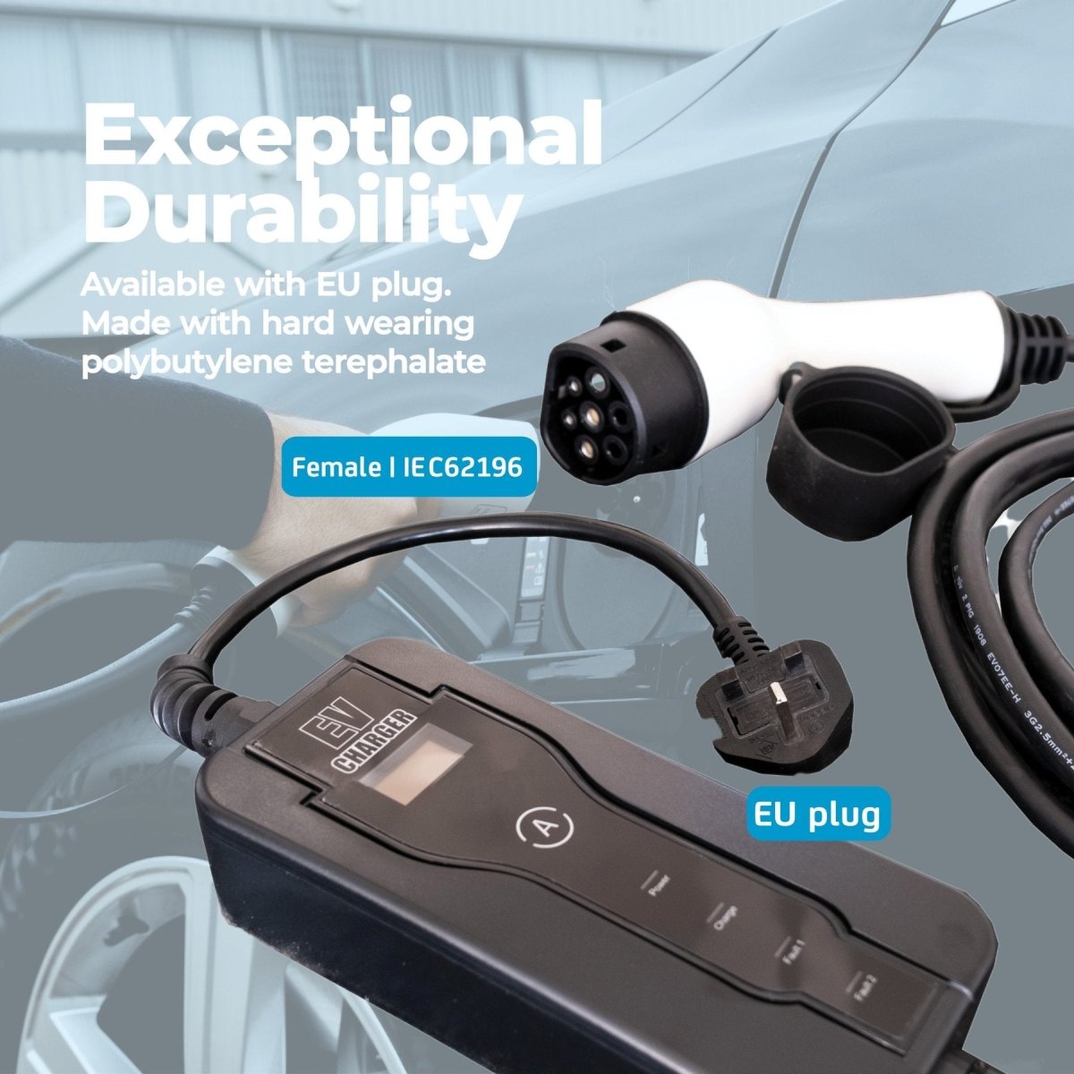 Type 2 EV Charging Cable (UK 3 - Pin Plug) - Green Flag Shop