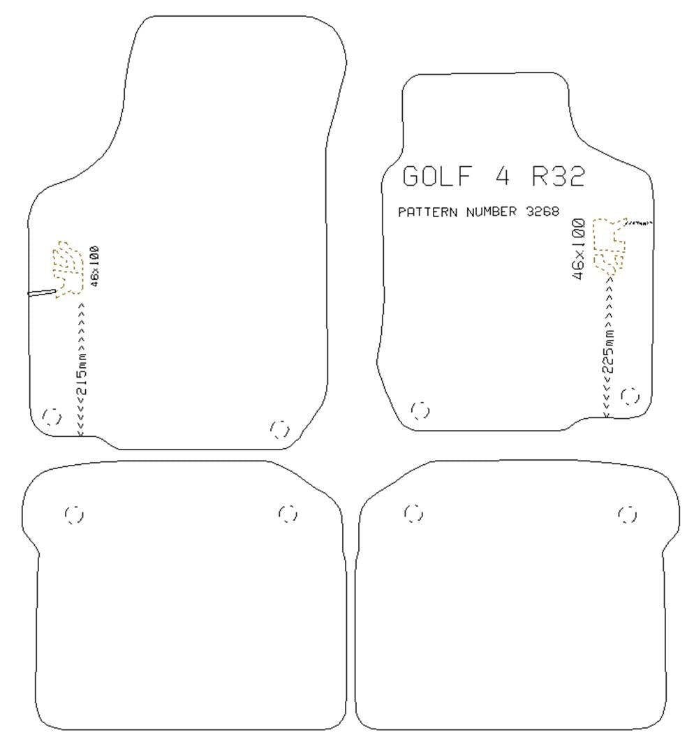 VOLKSWAGEN Vw Golf 4 R32 1997 - 2004 (Round Clips) - Tailored Car Carpet Car Mats - Green Flag Shop