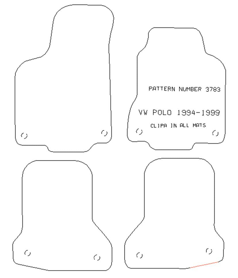 VOLKSWAGEN Vw Polo 1994 - 1999 Fixings In All Four Mats - Tailored Car Carpet Car Mats - Green Flag Shop