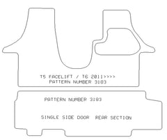 VOLKSWAGEN Vw T5 Facelift /T6 Combi Single Side Door (1+2 Rear Seat) - Tailored Car Carpet Car Mats - Green Flag Shop