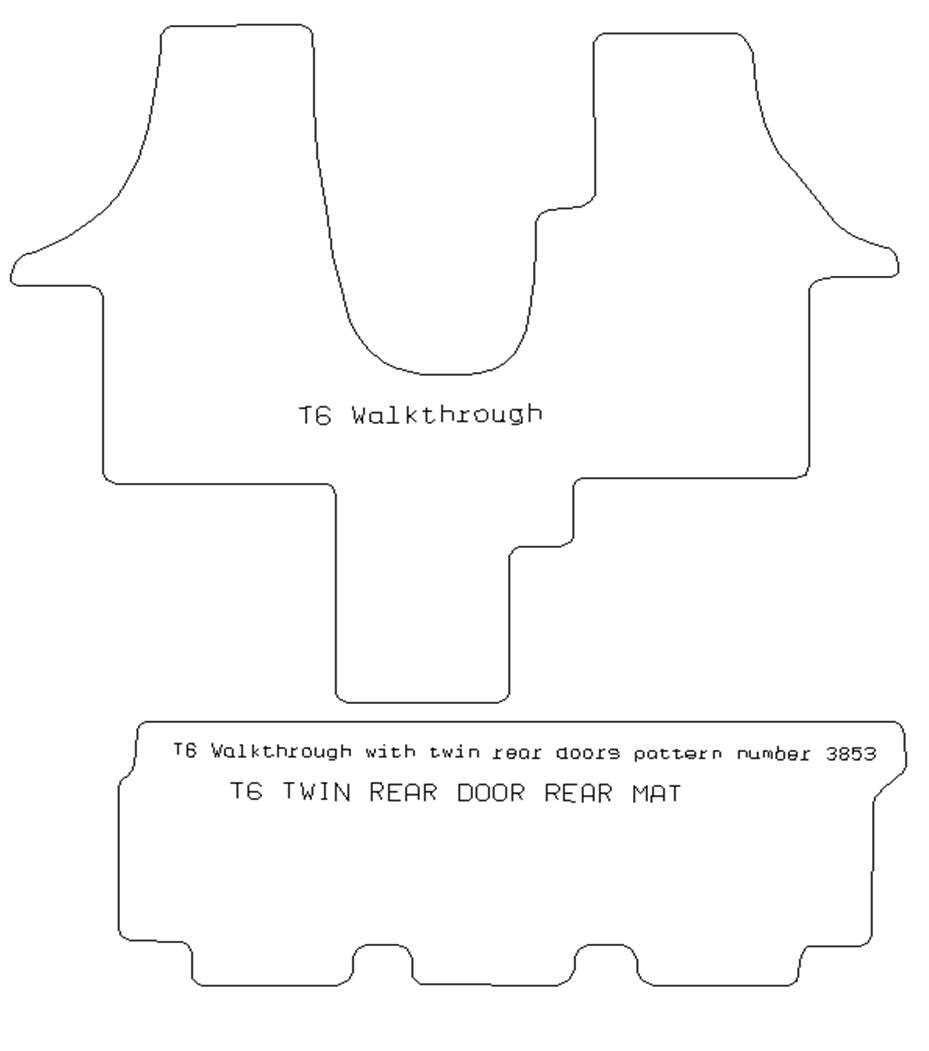 VOLKSWAGEN Vw T6 Walkthgh With Rear Bench Seat Twin Sliding Rear Doors - Tailored Car Carpet Car Mats - Green Flag Shop
