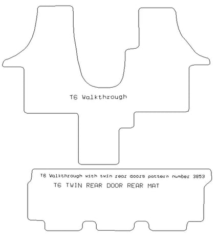 VOLKSWAGEN Vw T6 Walkthgh With Rear Bench Seat Twin Sliding Rear Doors - Tailored Car Carpet Car Mats - Green Flag Shop