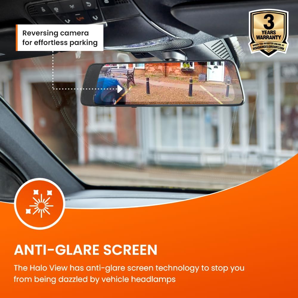 Road Angel Halo View Rear View Mirror and Dash Cam with 10" Touch Screen & Dual Parking Mode - Green Flag Shop